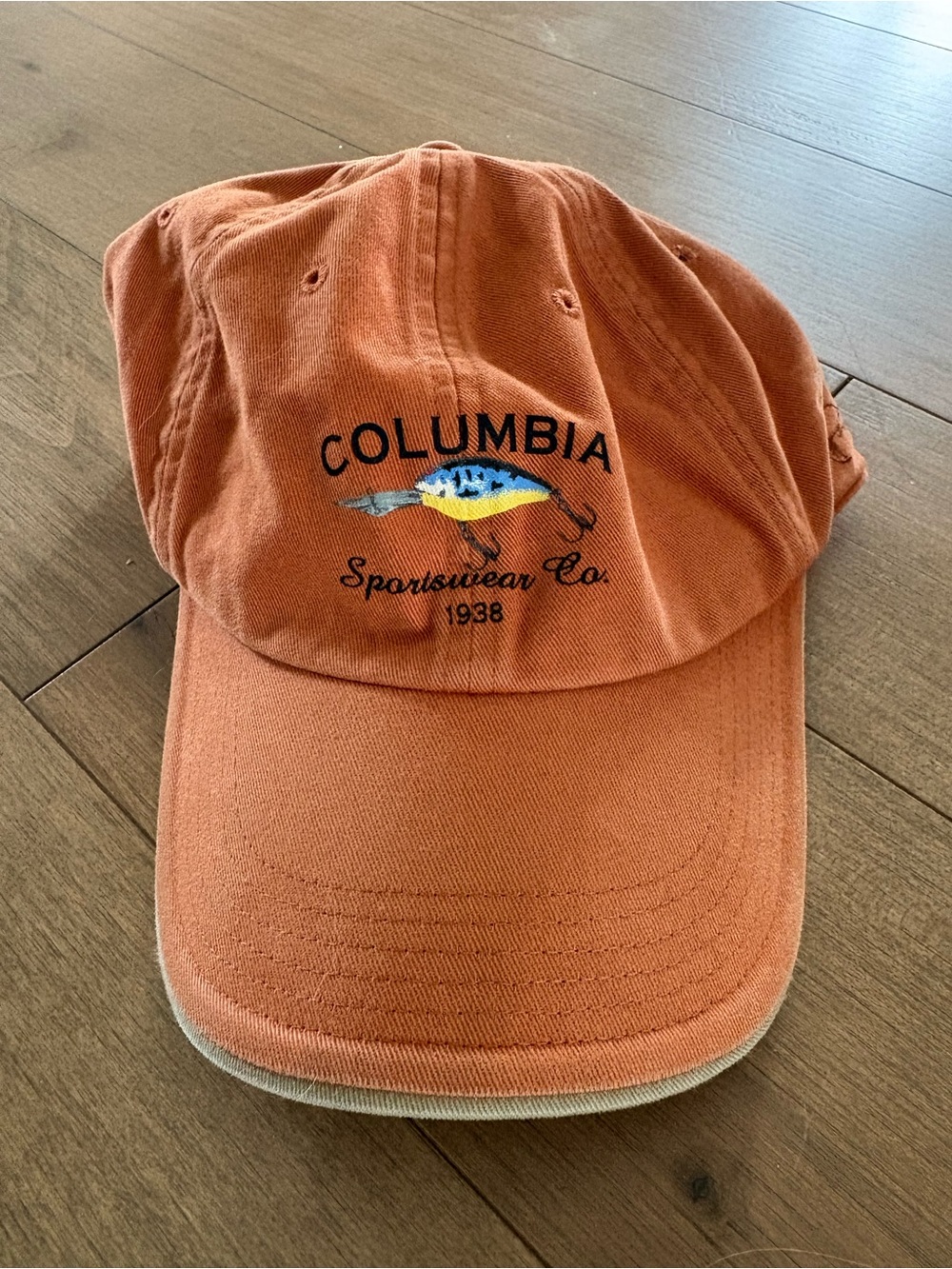 Columbia Orange Embroidered Fishing Logo Cap